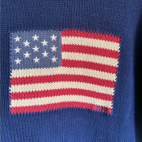 Ralph Lauren Navy Sweater with American Flag - Picture 3 of 5
